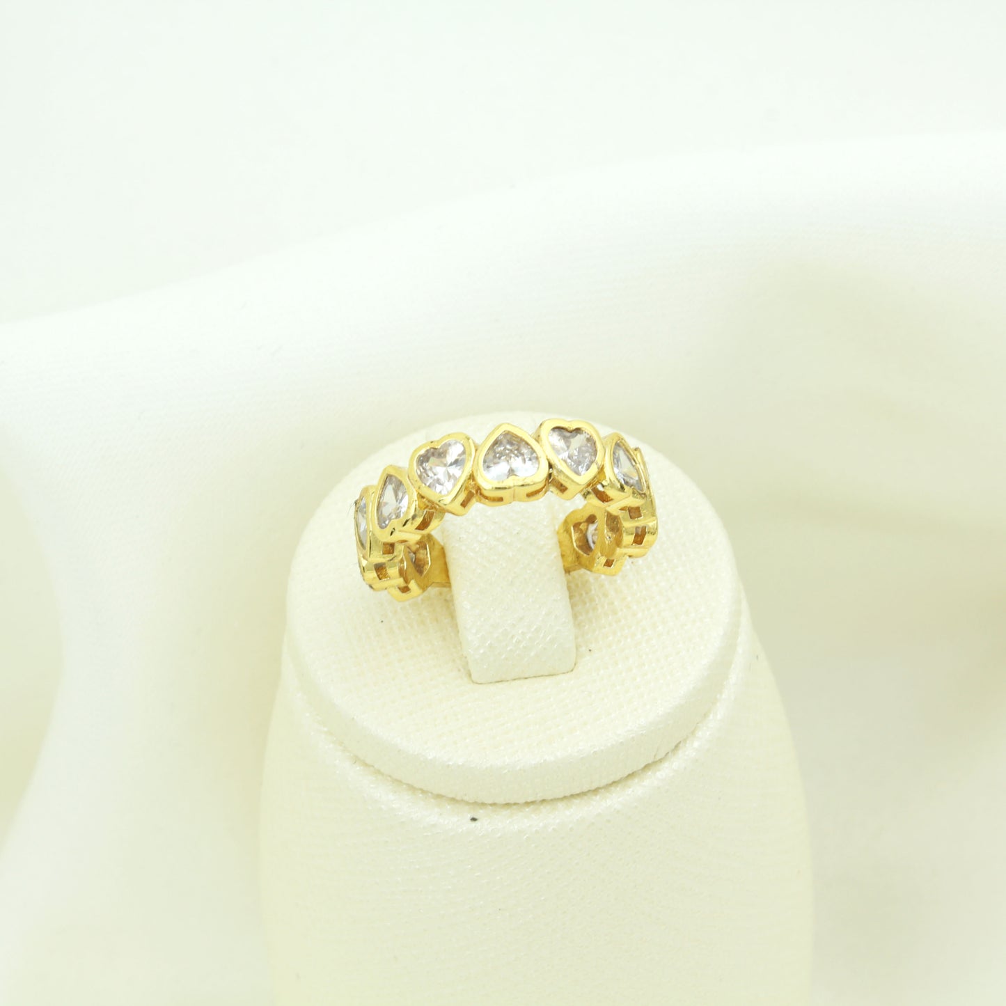 Hearts Model Zircon Stone Gold Color Women's Ring - RIP105